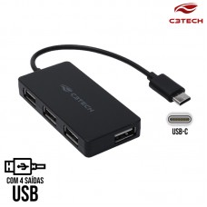 Hub Tipo C com 4 USB HU-C200BK C3 Tech